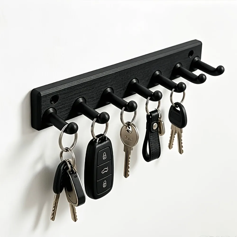 1 Piece of 7-hook Wall Mounted Key Holder, Non Perforated Door Rear Entrance Sturdy Key Storage Rack for Home Use