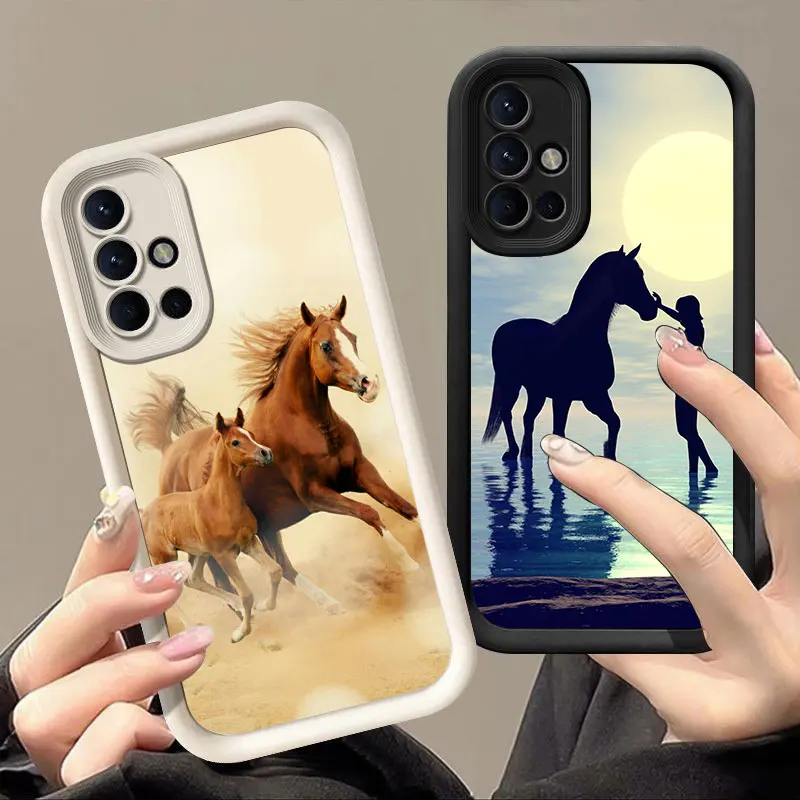 Animal Galloping Horse Phone Case For Samsung A13 A33 A34 A35 A52S A53 A54 A73 5G A12 A14 A15 A22 A23 A24 A25 A31 A32 A51 A71