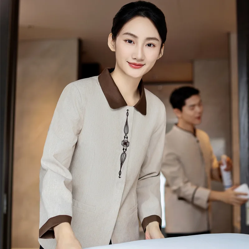 

Hospital cleaning staff work uniform, autumn and winter long-sleeve, hotel, guesthouse, housekeeping, property management, commu