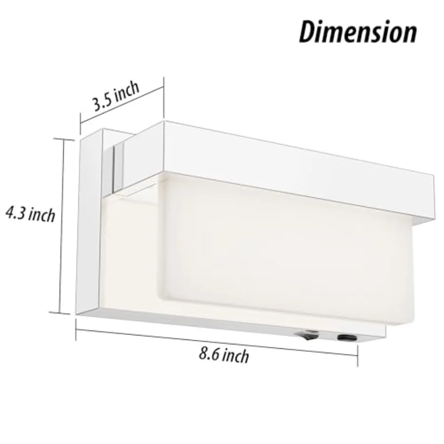 Battery Wall Sconce Wall Light with On/Off Switch 8 inch LED Wall Lamp Acrylic Lampshade 3CCT Sconce Wall Lighting