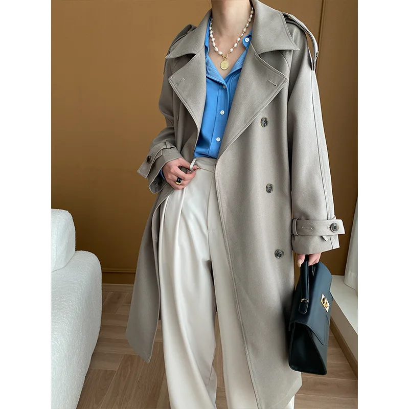 

SuperAen 2024 Spring New Trench Coat Long Length Women's Korean Fashion Long Trench Coat
