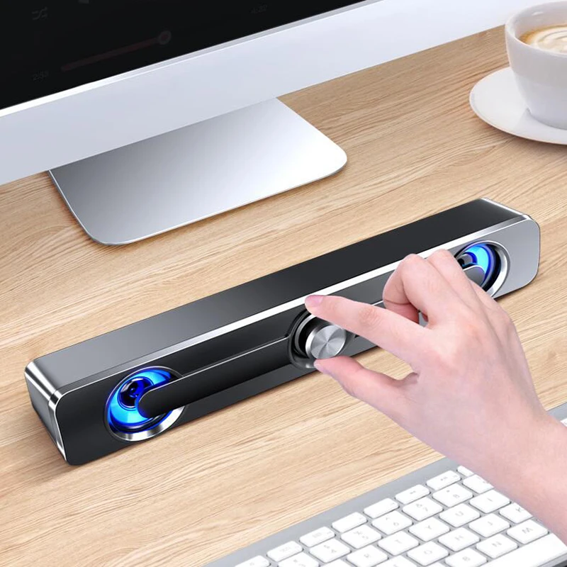 

USB проводной мощный компьютерный динамик, стерео сабвуфер, басовый динамик, объемный звуковой блок, светодиодный для ПК, ноутбука, телефона, планшета, MP3