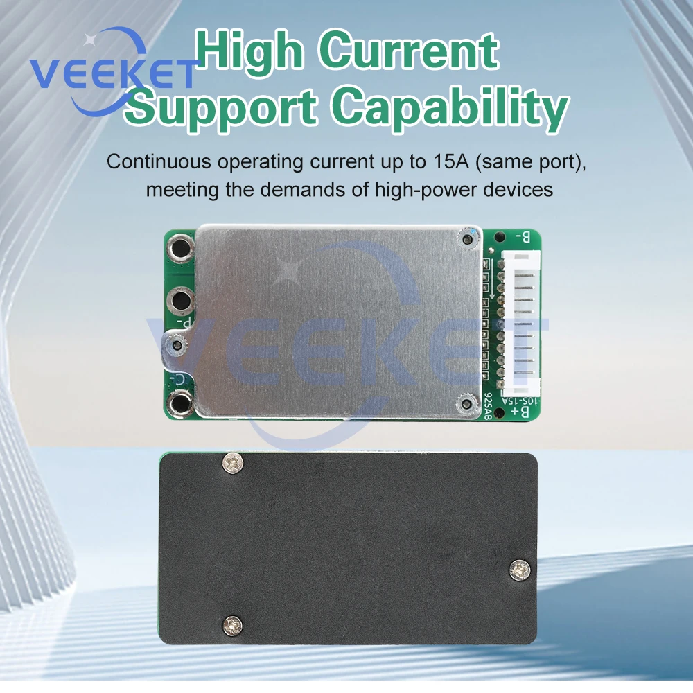 

BMS10S 36V 15A Lithium Battery Charge Board PCB 18650 Battery Balanced Protection Board Same/Split Port Short Circuit Protection