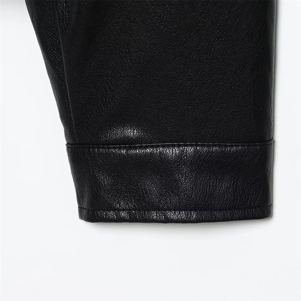 Nueva chaqueta de piloto de piel sintética de manga larga con cuello alto y versátil informal a la moda para mujer