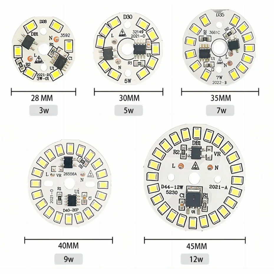 UooKzz-Lámpara de parche de bombilla LED, placa SMD, módulo Circular, placa de fuente de luz para bombilla, CA de 220V, foco de Chip Led Downlight