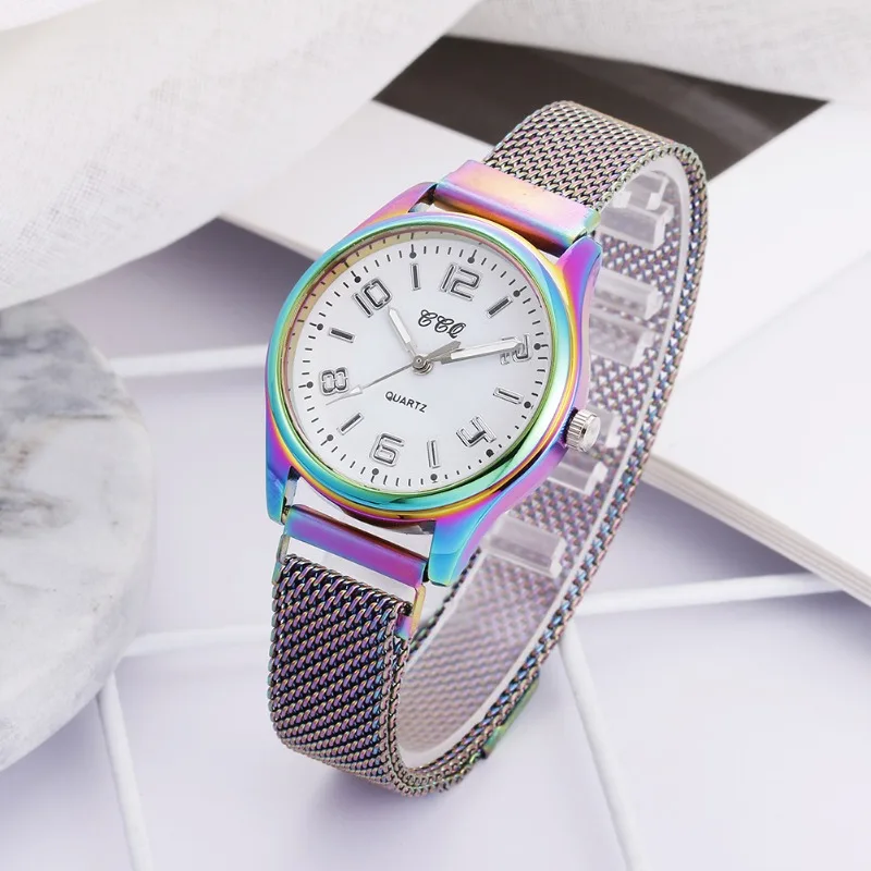 Watch Women Rainbow Gradient Color Magnetic Suction Fashion Digital Dial Watch Quartz Wristwatches Female Clock Relogio Mujer