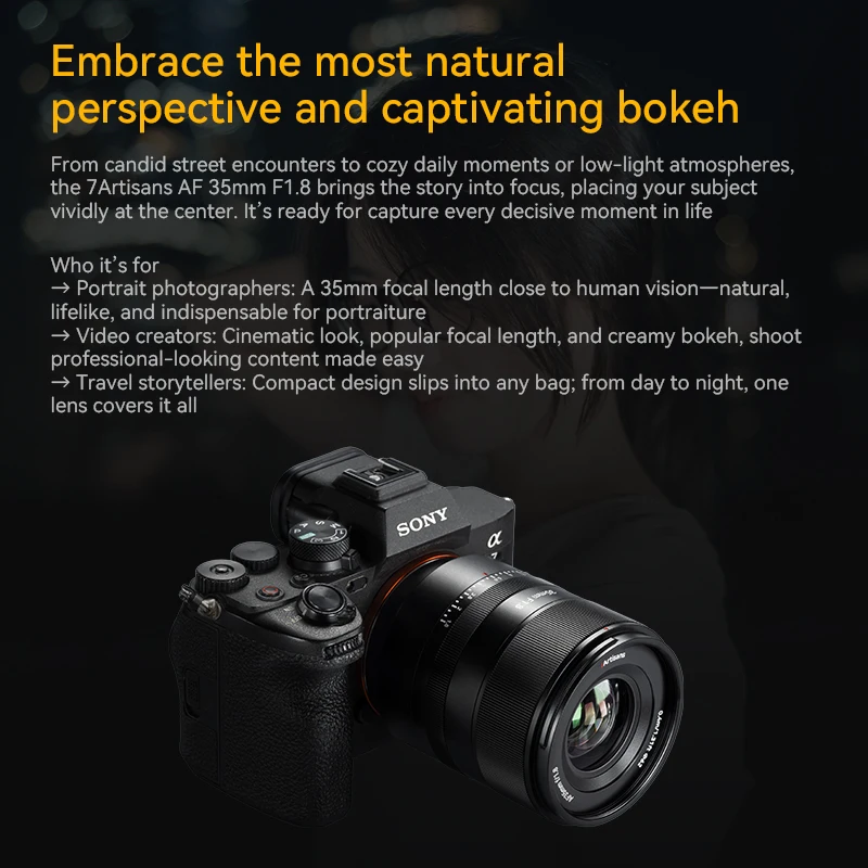 7artisans AF 35mm F1.8 Full Frame Auto Focus Lens for Sony E/Nikon Z/Leica L/Z5 Z6 Z7 Z8 Zf ZV-E1A7R V A9 II Lumix S9 Lumix G97