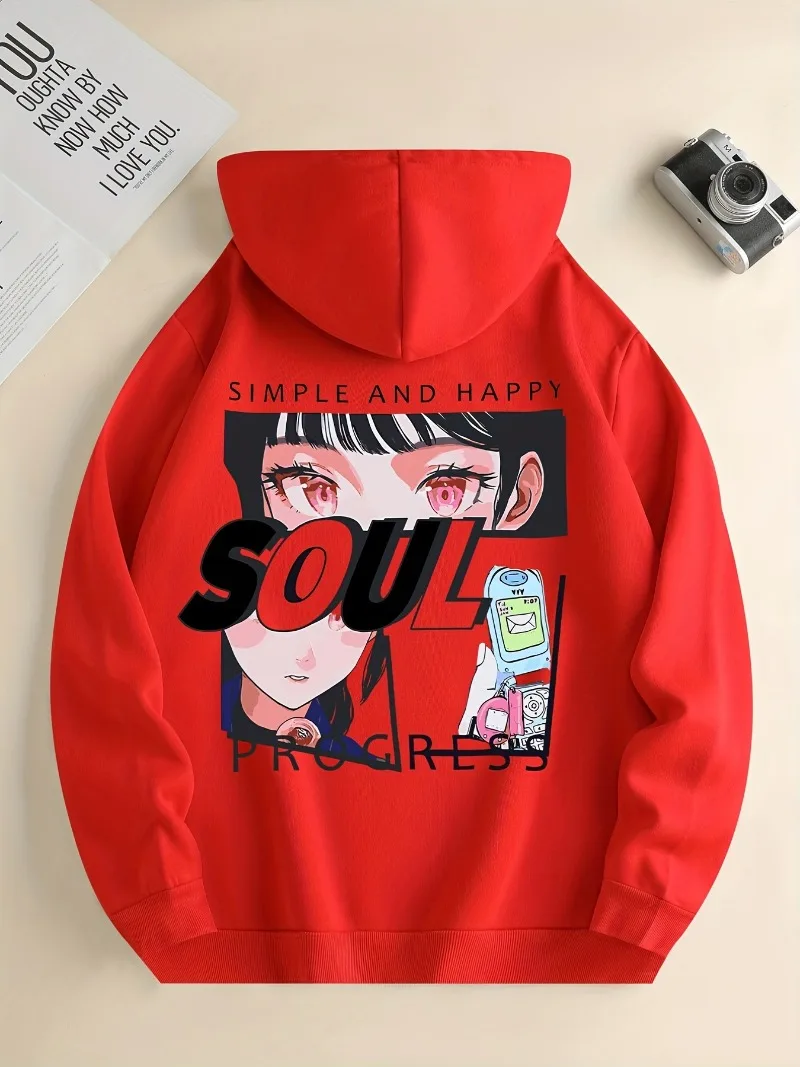 

Men Casual Kawaii Print Hoodies Autumn Winter Versatile Loose Pullover Cartoon Comfortable Male Pocket Sweatshirts Clothing