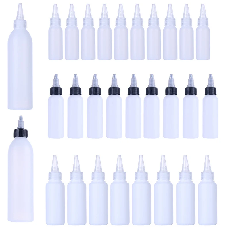 10Pcs/lot 10ml-250ml Plastic Squeeze Squirt Bottles Applicator with Twist Top Cap Liquid Water Soap Dispenser Filling Containers