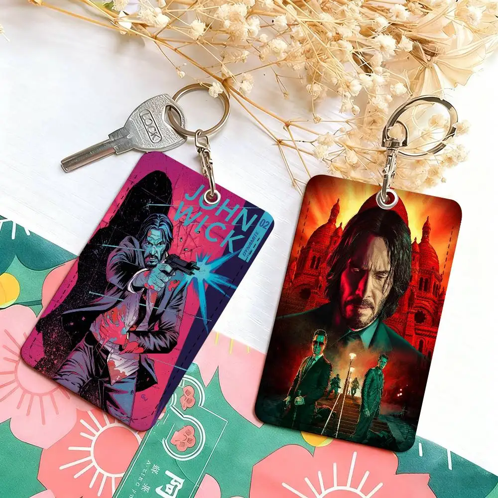 Classic Movie John Wick Quote 1 Card Holder, Leather Card Storage Box, Key Chain, Access Tag Holder, ID Card Holder, Key Chain