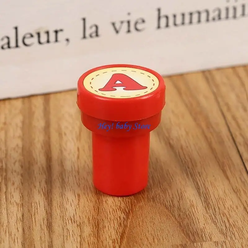 Q1FE 26 Pcs Letters and Numbers Round Stamp Colorful Seal Inking Mini Stamper