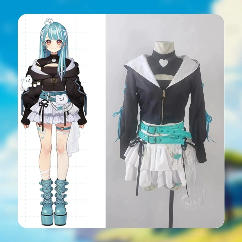 

Настроить! Vtuber Cos Shiranami Ramune Косплэй модный повседневный идол виртуальный якорь милый костюм с юбкой A