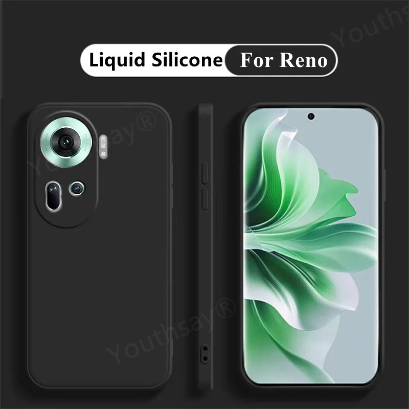 For OPPO Reno 11 5G Liquid Silicone Case For OPPO Reno 11 Pro Cover Funda Coque Soft TPU Phone Back Case For OPPO Reno 11