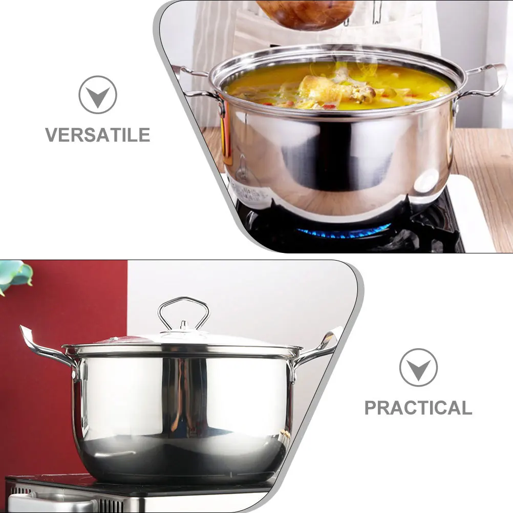 

Non-Stick Soup Pot With Lid Large Capacity Stainless Steel Cooking Pot For Induction Gas Stove Ramen Noodle Milk Cooker Kitchen