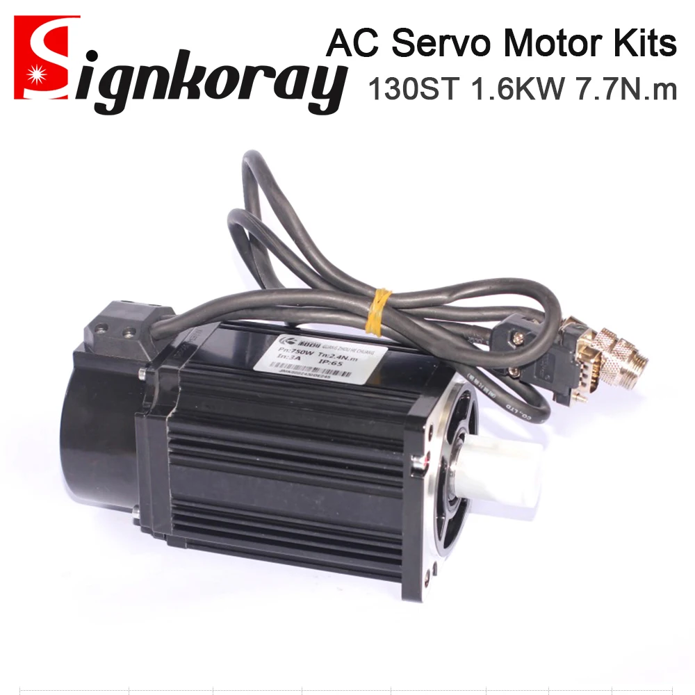 SignkoRay 1.6KW 7.7N.m AC Servo Motor Driver Kits 2000RPM 220V for Industrial Control Application HC300+130ST-H07720