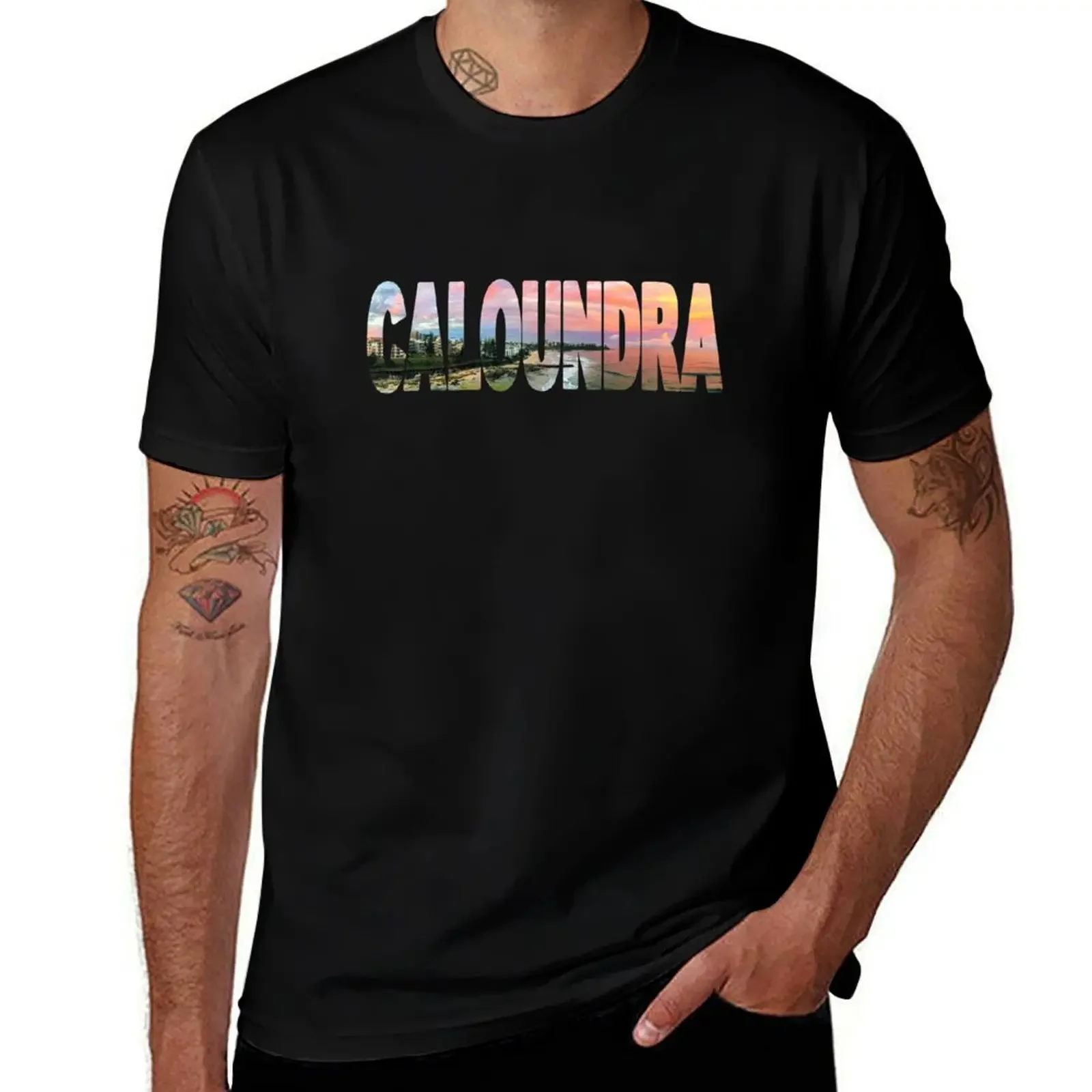 

CALOUNDRA - Sunshine Coast Sunset T-Shirt graphics vintage anime shirt street wear heavy weight t shirts for men