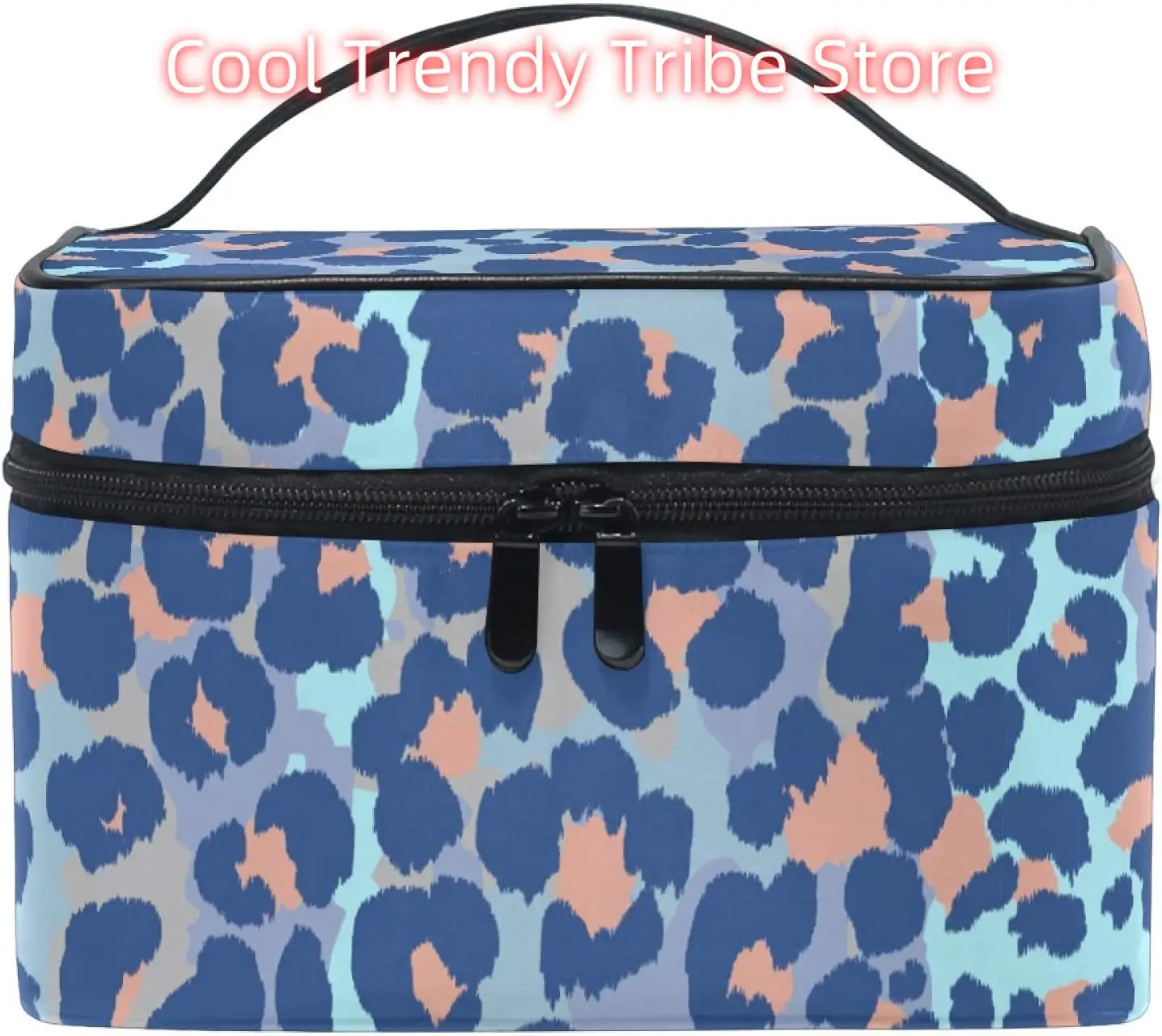 

Leopard 090 Makeup Bag, Bule Leopard Print Travel Makeup Organizer Bag Cosmetic Cases Toiletry Bags for Girl Women Ladies