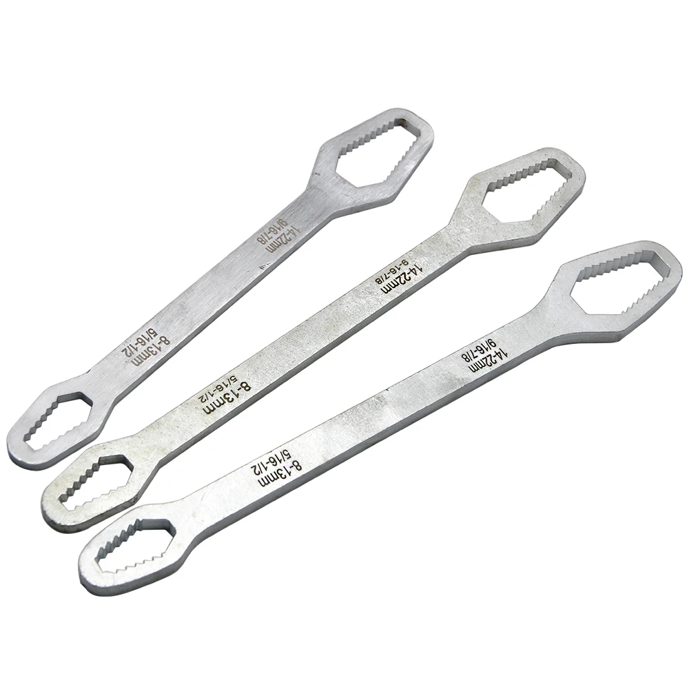 3 to 17 Silvery Multifunctional Double End Box Wrench Hexagon Double End Solid Wrench Screw and Nut Tool with Various Diameters