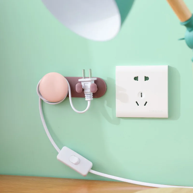 Wall Storage Organization Hook Punch-free Power Plug Socket wire Holder Kitchen Hook Wall Adhesive Hanger Office Kitchen Rack