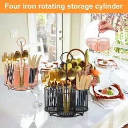 360° Rotating Cutlery Drain Racks Metal Multifunctional Chopstick Spoon Storage Holder With 3/4 Compartment for Kitchen Tools