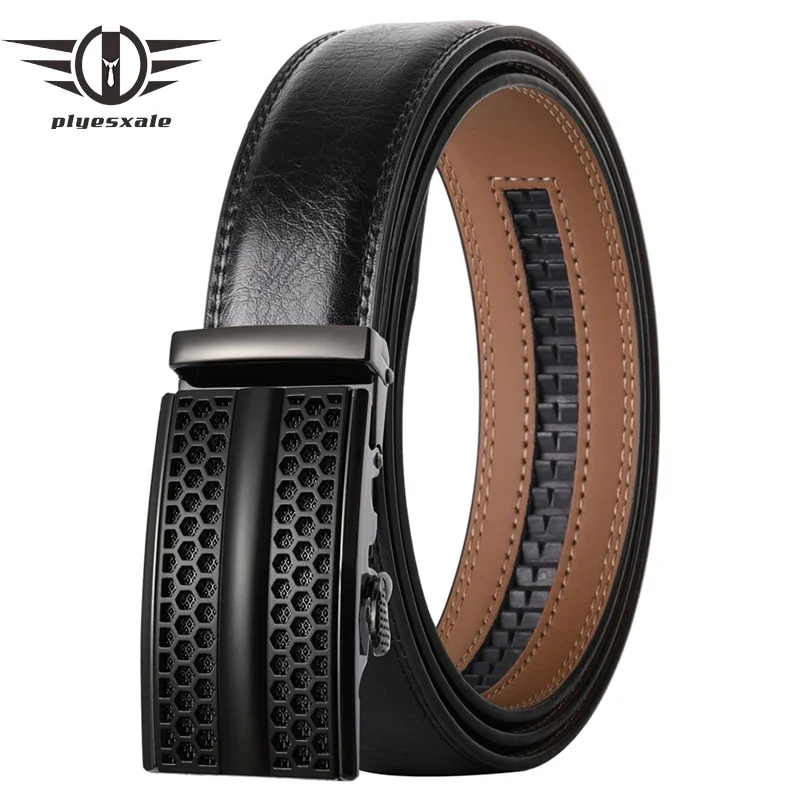 Luxury Blue Black White Brown Men Belt High Quality Cow Genuine Leather 3.5cm Width Automatic Buckle Belts for Men 2024 B430