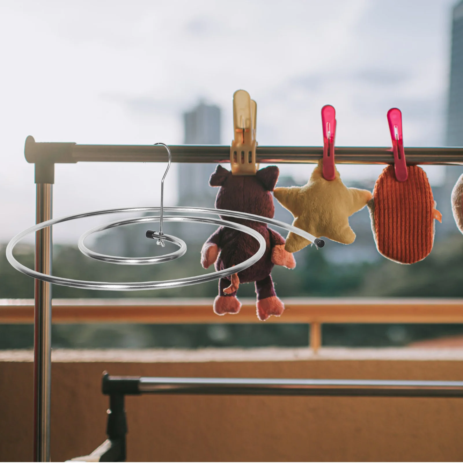 

12Mm Spiral Laundry Hanger Stainless Steel Heavy Duty Foldable Drying Rack For Quilts Blankets Towels Bedspreads Comforters