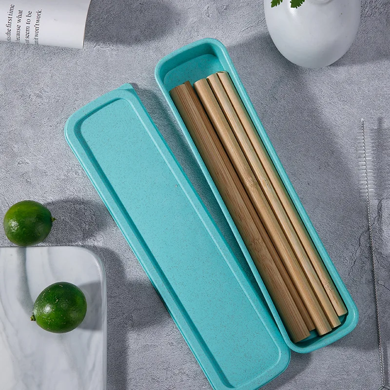 10Pcs 20cm Reusable Bamboo Straws Eco-friendly Bar Party Drinking Straw with Cleaning Brush Natural Bamboo Cocktail Straws