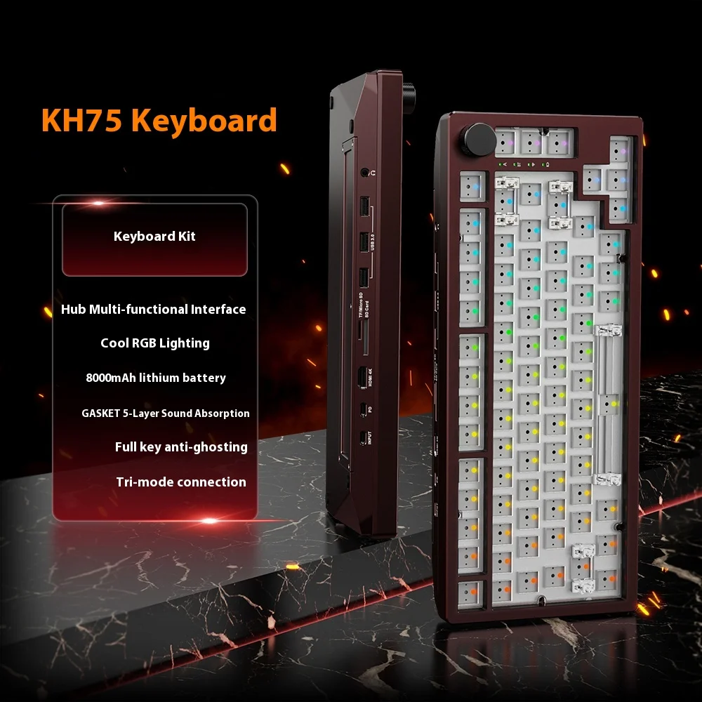 EXZX FH75 لوحة المفاتيح الميكانيكية السلكية سبائك الألومنيوم لوحة المفاتيح RGB محور مخصص دعم ويندوز مرحبا التعرف على بصمات الأصابع #5