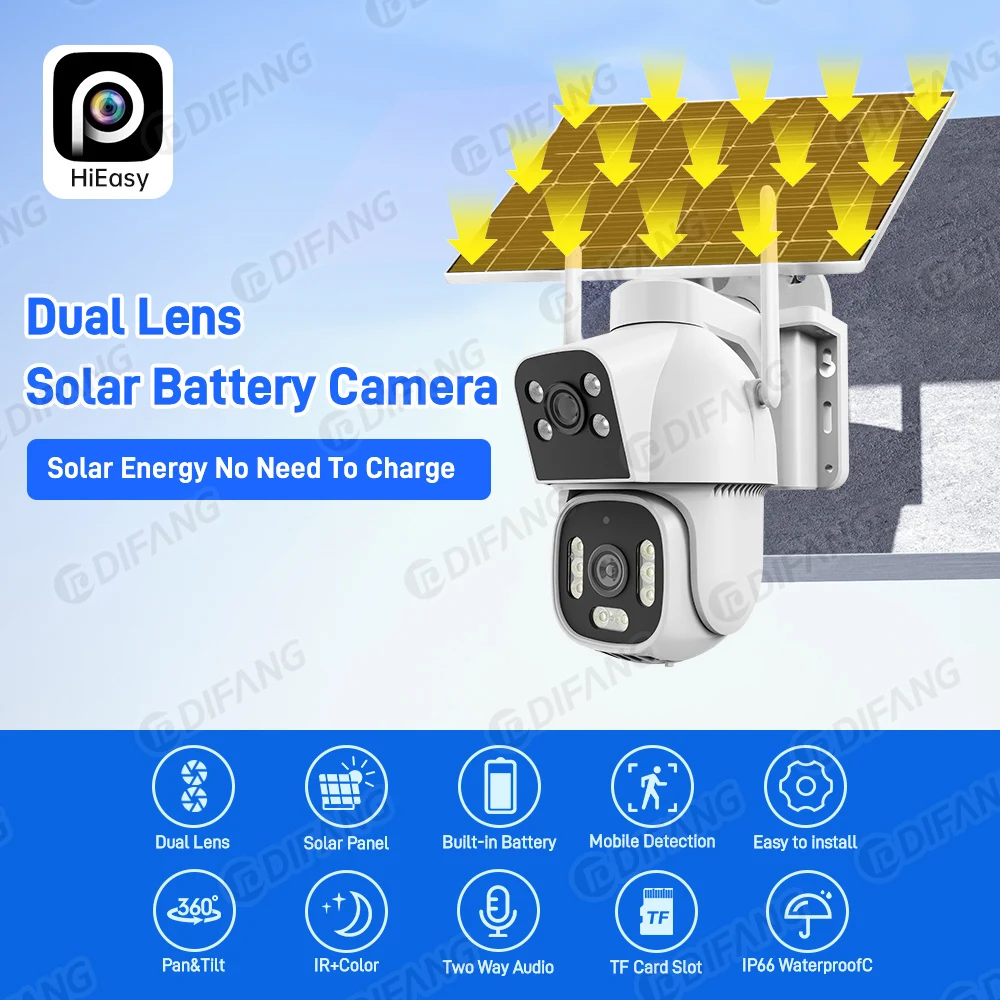 5K 10MP  Dual Lens Solar Security Camera Outdoor WiFi 4G Wireless CCTV Surveillance IP Cam for SIM Card Waterproof Night Vision