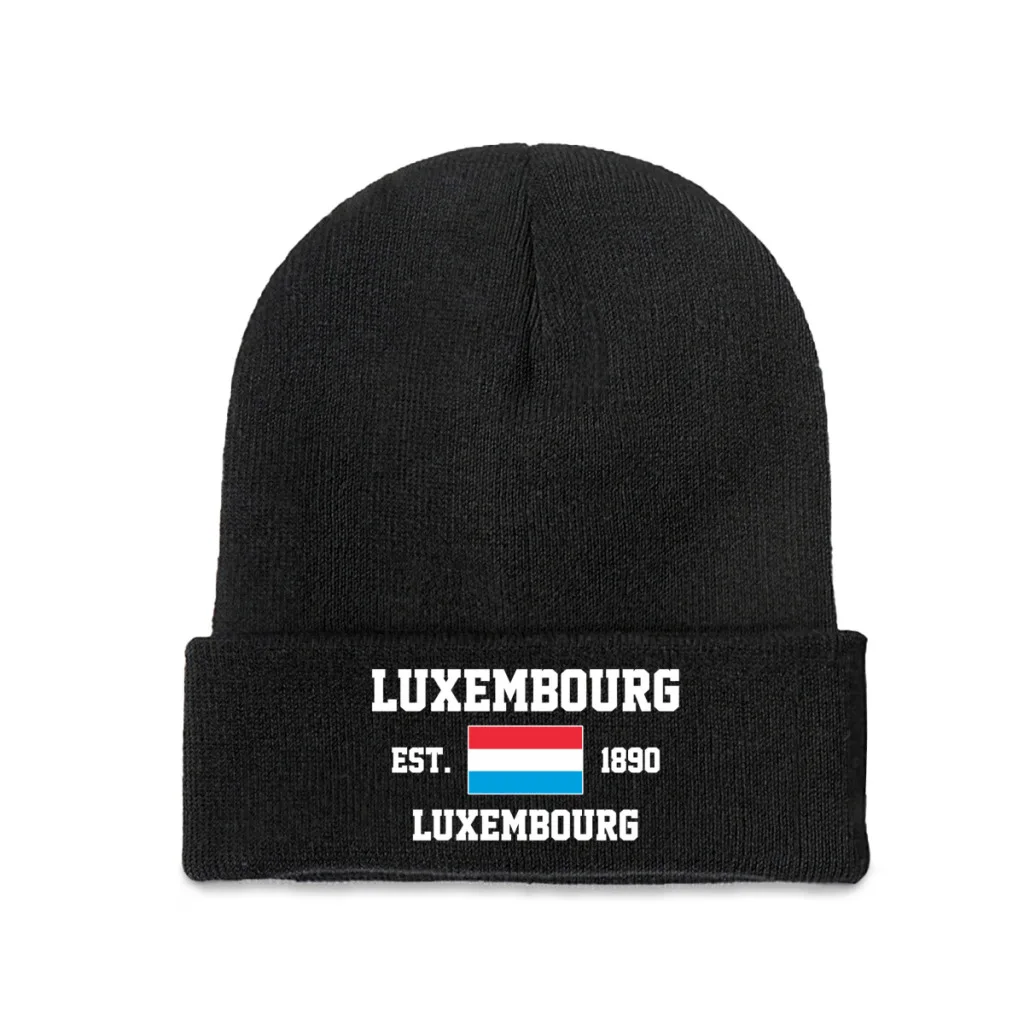 Luxembourg EST.1890  Capital Men Women Unisex Knitted Hat Winter Autumn Print Beanie Cap Warm Bonnet