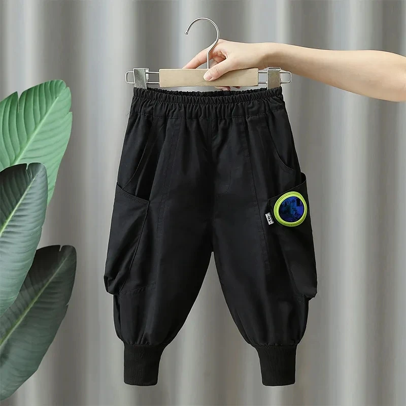 

Kids Boys Autumn Pants Black Cargo Pants New Boys Spring Casual Pants Children's Cool Trousers