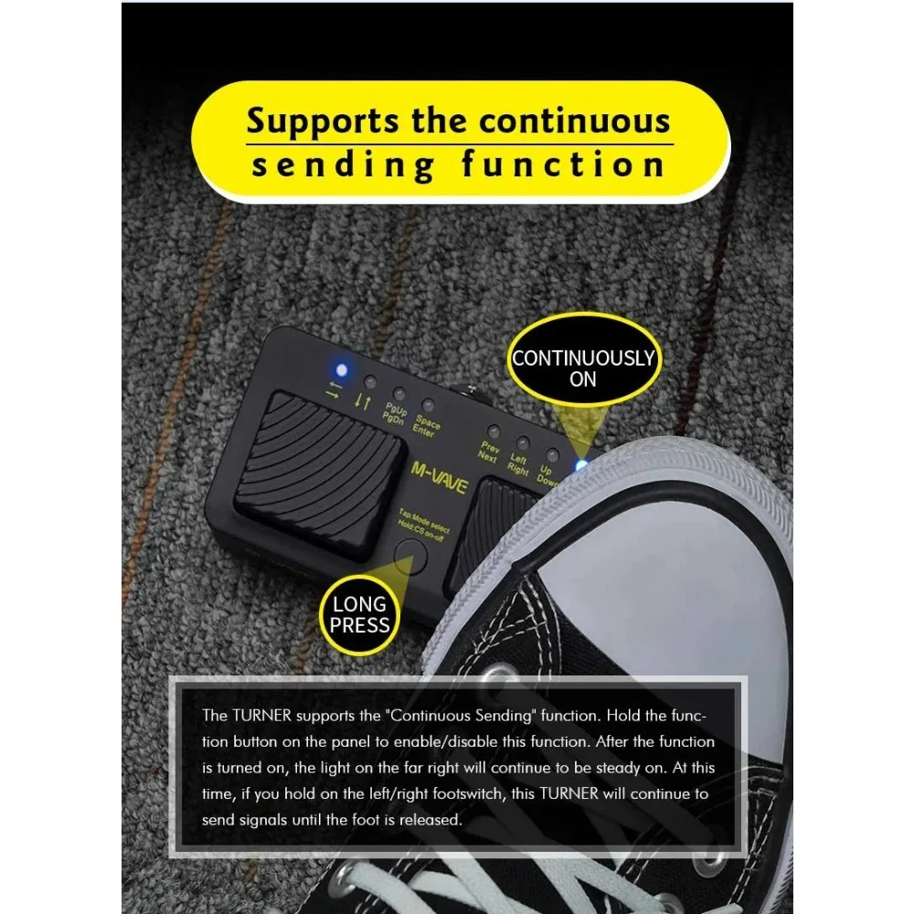 M-VAVE Wireless Bluetooth Page Turner Silent Foot Pedal Cube Turner Pro USB Rechargeable For iPad iPhone Tablet Smart Phone