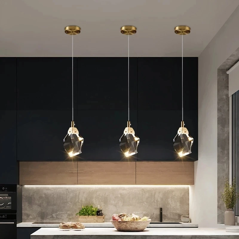 Modern Light Luxury All Copper Glass Flower Decorative Lighting LED Chandelier Suitable Restaurant Crystal Sphere Pendant Lamp