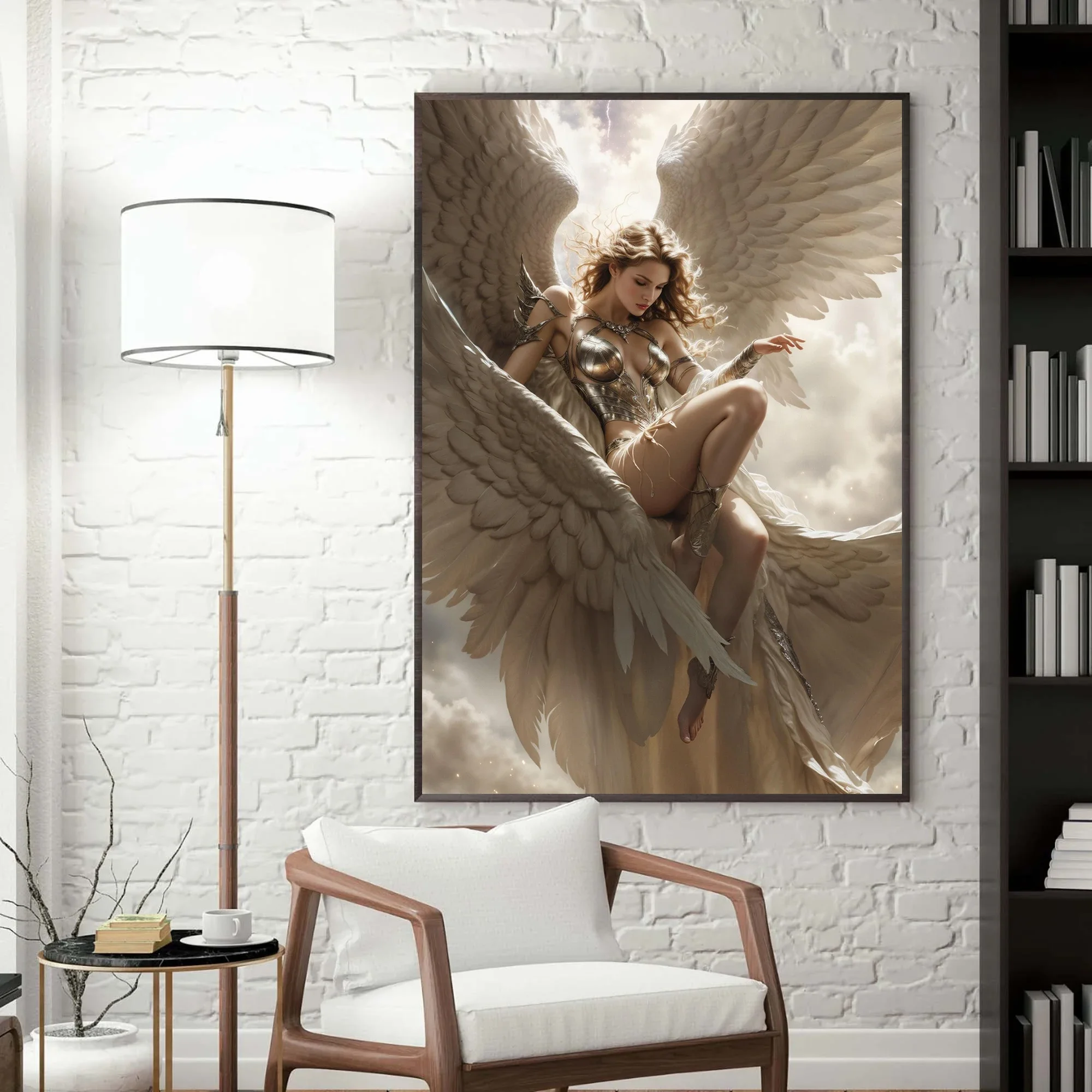 الخيال الحديث الفن الشمال حساسة مثير امرأة معركة الملاك صورة Vintage المشارك قماش لوحات صور فنية للجدران ديكور المنزل
