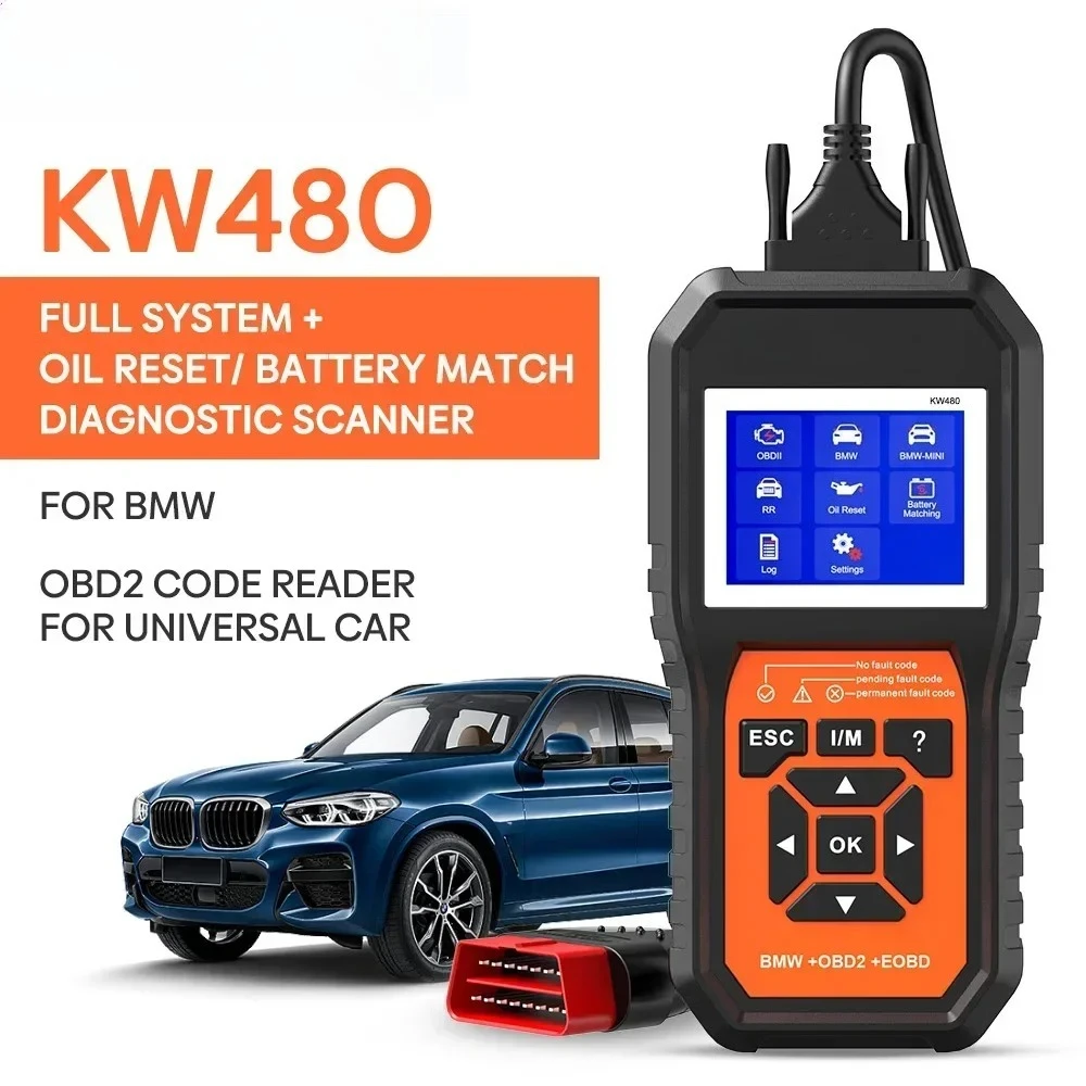 

Диагностический сканер KW480 OBD2 для автомобилей BMW: OBD2, ABS, подушки безопасности (SRS), сервисная диагностика (Oil, REST), полная диагностика систем, проверка состояния аккумулятора (E38, E46)