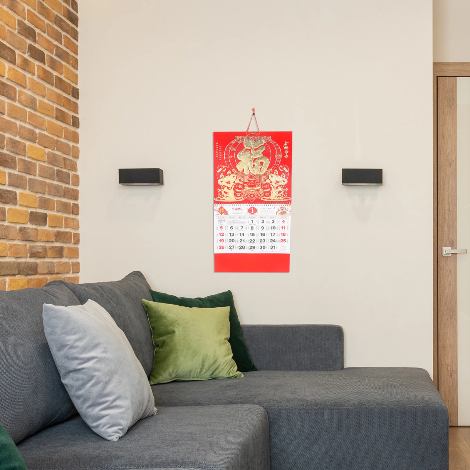 

1pc 2025 New Year Chinese Style Snake Year Wall Calendar Lunar Hanging Calendar 2025 Decorative Home Office Yearly Planner Thick