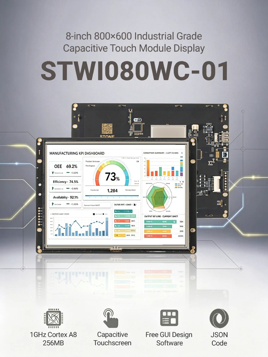 STONE I 8 Zoll LCD 800*600 Kapazitives Touchpanel mit Controller und Programmierbarem UART MCU RS422/TTL-Schnittstellen – Detail 1