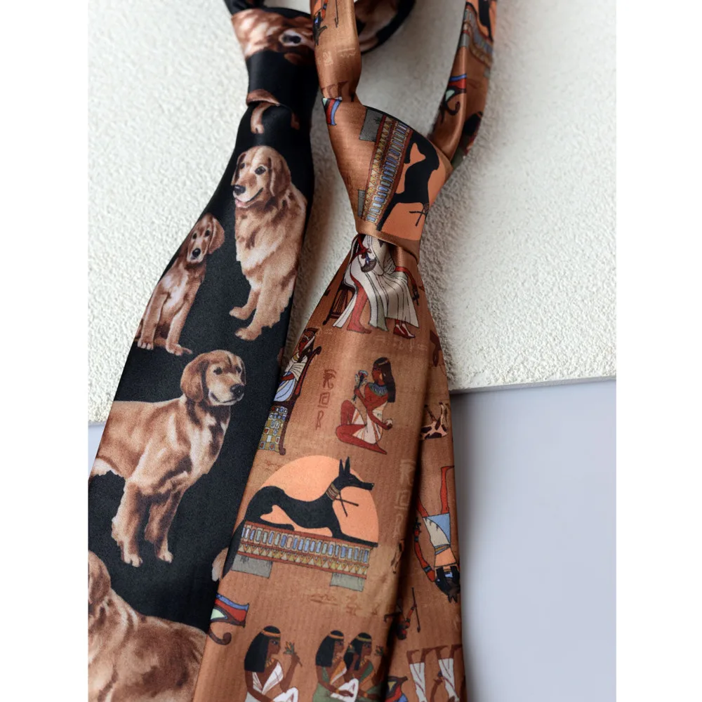 Gravata estampada casual diversão high-end estilo Wasteland juventude versátil uniforme camisa para mulheres e homens na moda literária legal