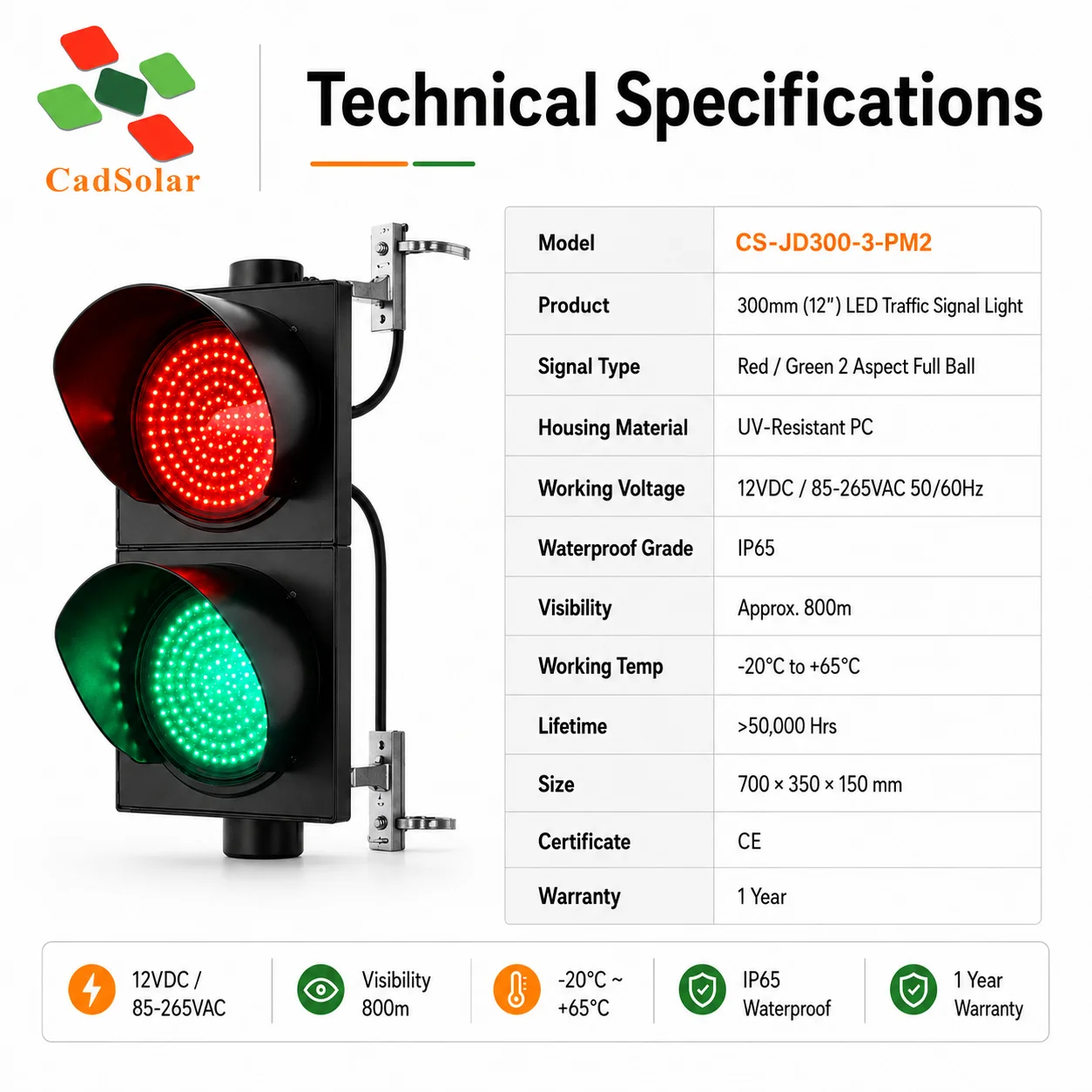 Solar-Powered Signal Lights, Intersection Traffic Lights, Full-Display Countdown, Smart Solar-Powered Indicator Lights