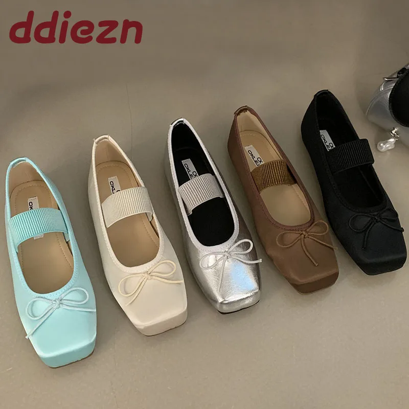 

Footwear Butterfly-Knot Ladies Mary Janes Shoes Female Shallow Luxury Fashion Elastic Band Women Ballet Flats Dance Shoes Slides