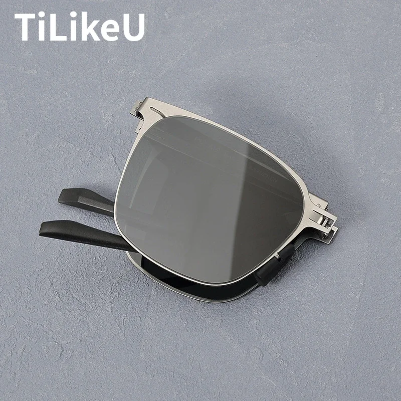 2024 New Light-Thin Alloy Folding Square Men's Sunglasses UV400 Outdoor Leisure Portable Fishing Travel Sunscreen Sun Glasses