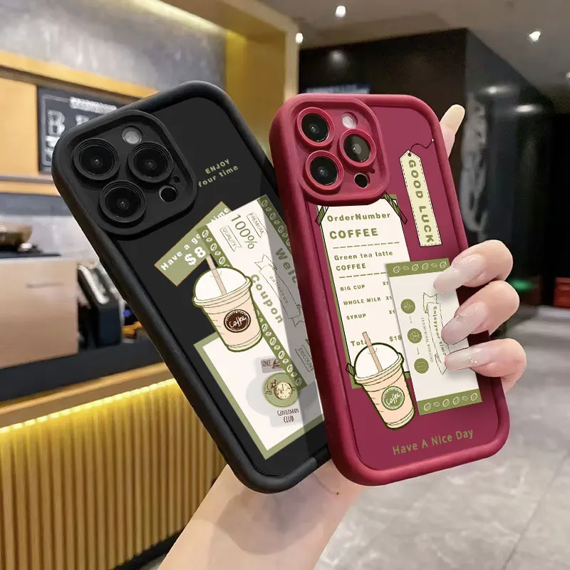 Phone Case For Infinix Smart 9 8 7 Pro HD Zero 40 30 GT 20 Pro Case For Itel P55 Luxury Coffee label Silicone Shockproof Cover