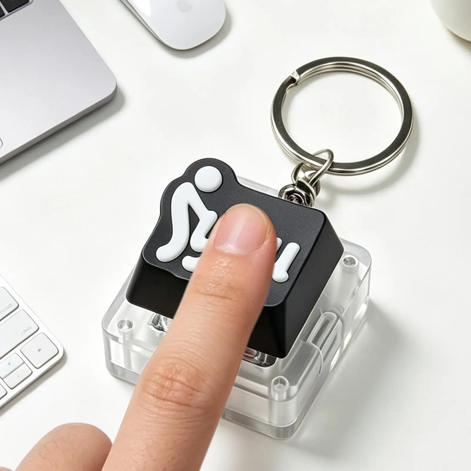 Keychain Clicker Fidget Toy Portable Sensory Crisp Sound Pendant for Backpack Keys Office Car Commute Focus Anxiety Relief