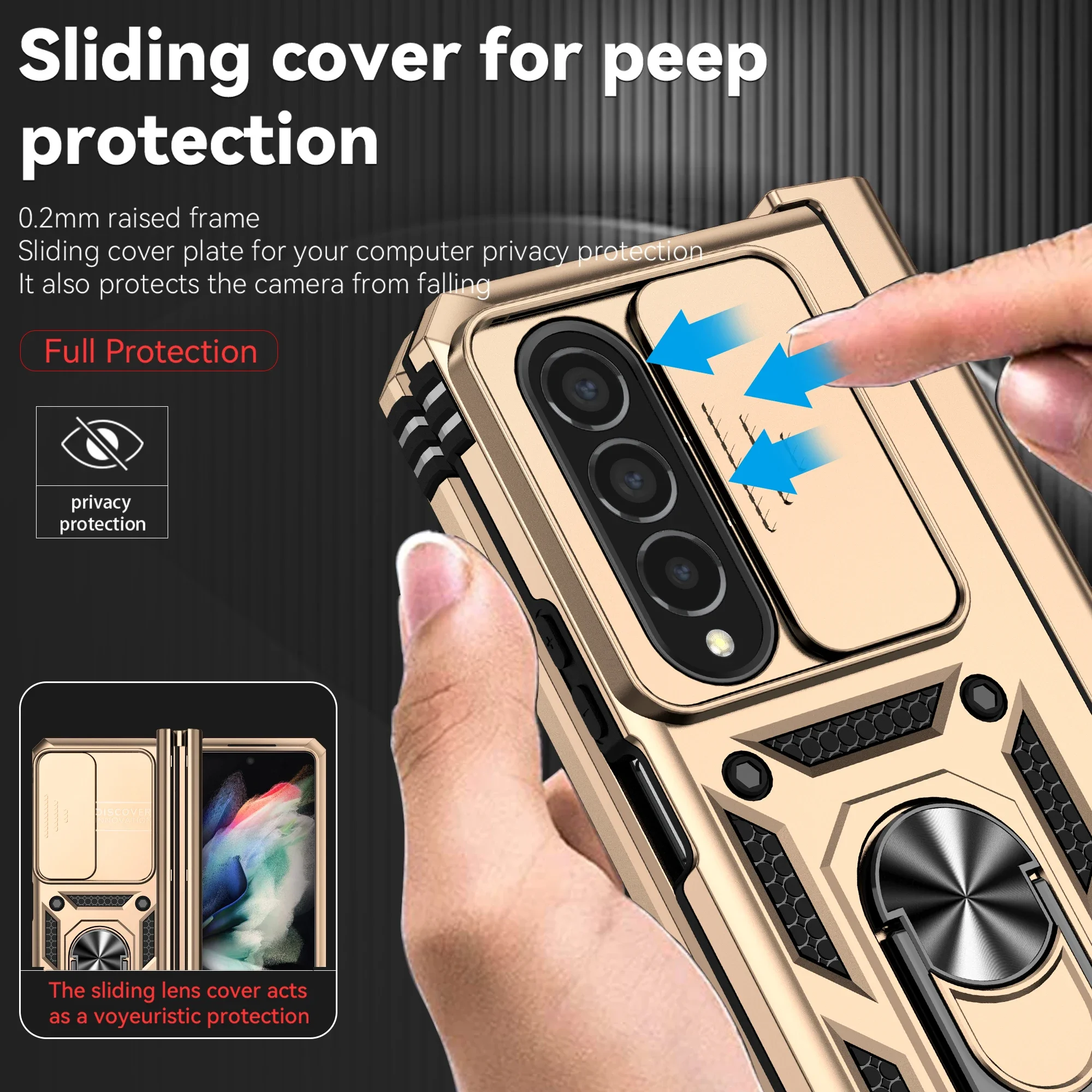 Anti-Slip Shockproof Finer Ring Case for Samsung Galaxy Z Fold 4 5G Fold4 Zfold4 Camera Protection Cover Z Fold4