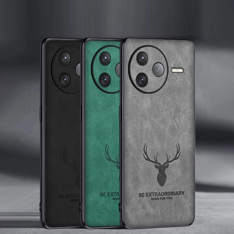 

For Redmi K80 Pro 3D Cartoon Elk Deer Head Leather Phone Case For Redmi K70 Pro K70E Soft Silicone Bumper Protection Back Cover