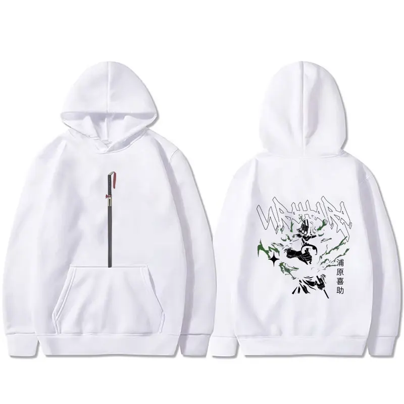 أنيمي بليتش Urahara Kisuke الجرافيك هوديي الرجال النساء خمر كنزة بمقاس كبير هوديس الذكور موضة عادية بلوزة من الصوف #5