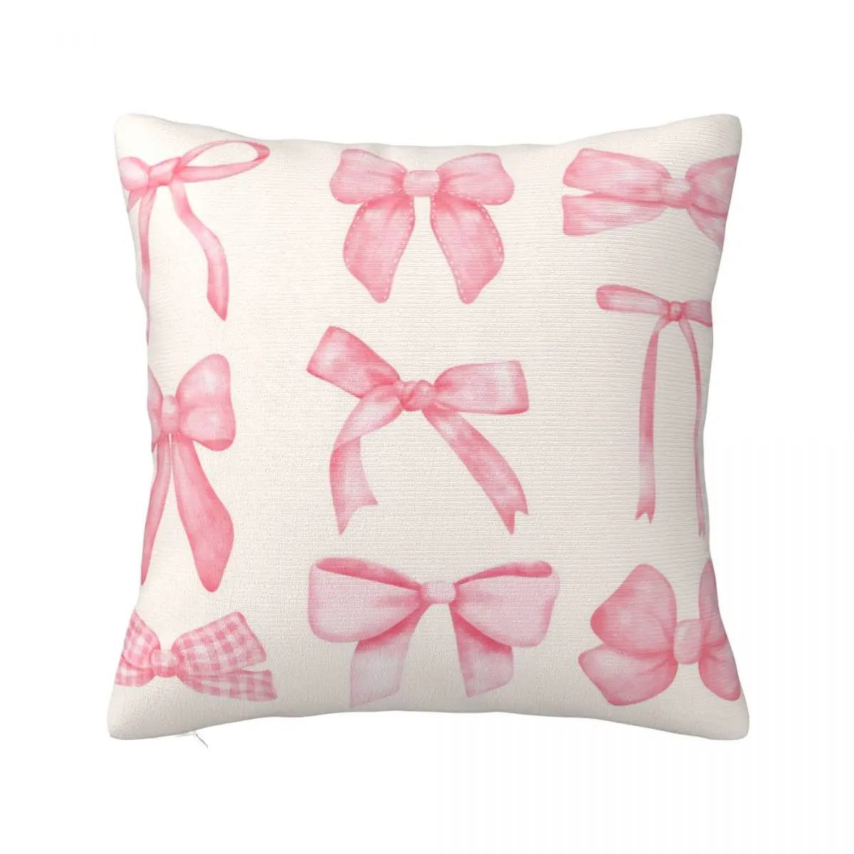 Printed Pink Coquette Bow Pillowcase Fabric Cushion Cover Decorations Throw Pillow Case Cover Home Zippered 40*40cm