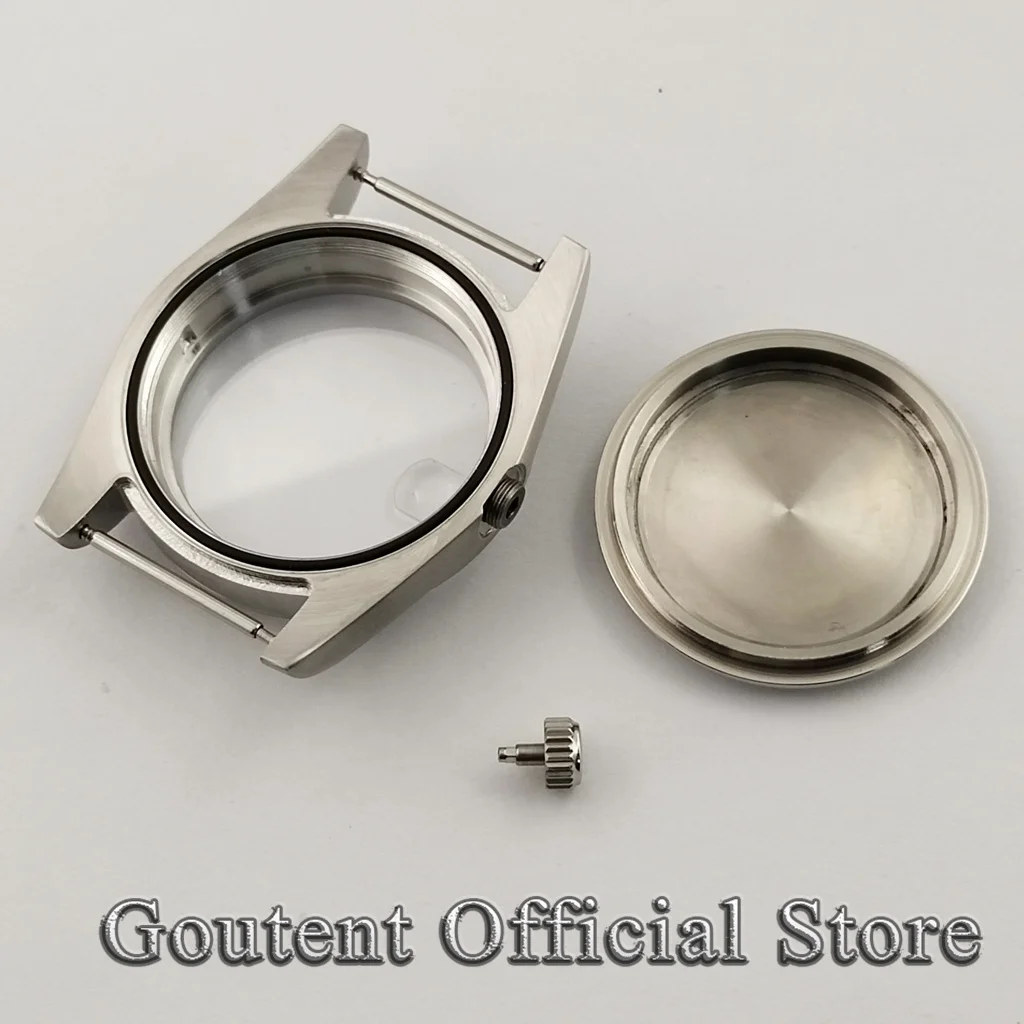 Goutent 36mm/39mm Sterile Silver Brushed Watch Case Sapphire Fit NH35/36/34 ETA 2836 2824 PT5000 Miyota 8205/8215/821A Movement