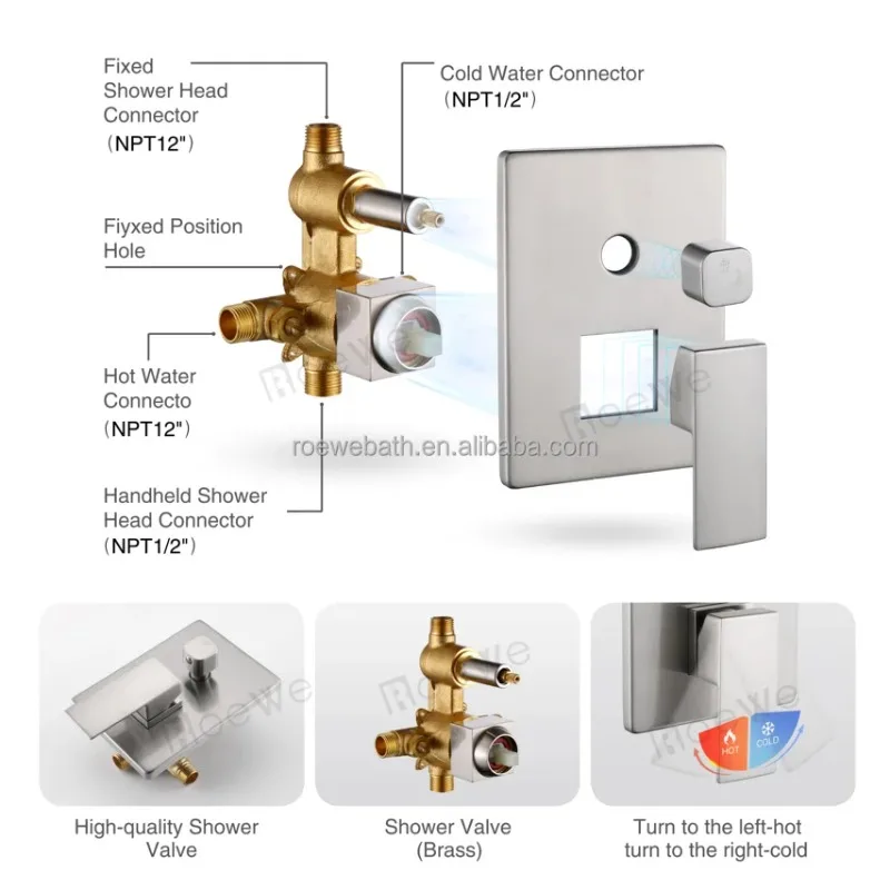 Rain Shower Set Gold Color Bath Mixer for Shower Bathroom Tap Brass Bath Shower Faucet