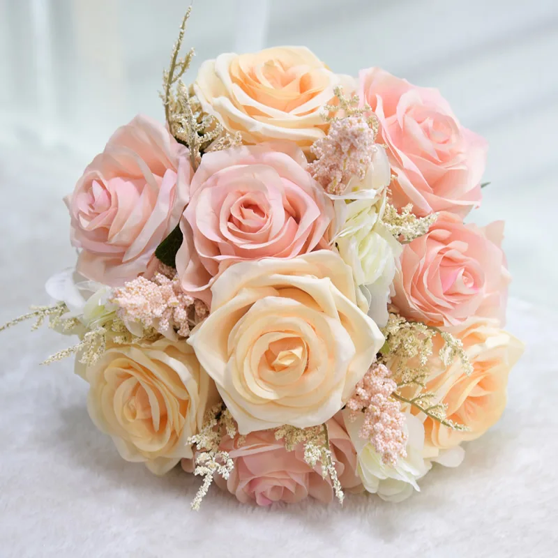 Kyunovia Wedding Bouquet Brides Holding Flowers Silk Rose Bridesmaid Bouquets Wedding Supplies ramos de flores para novias FE33